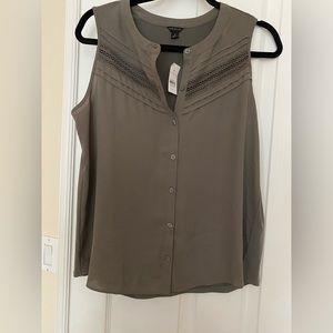 NWT Ann Taylor mixed media layering top in Dark Stone